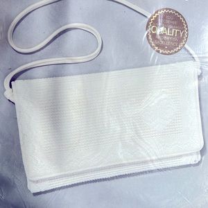 SUPER RARE Sunset Needlepoint “WHITE DESIGNER EVENING PURSE” 5.5" x 9.5" #6975